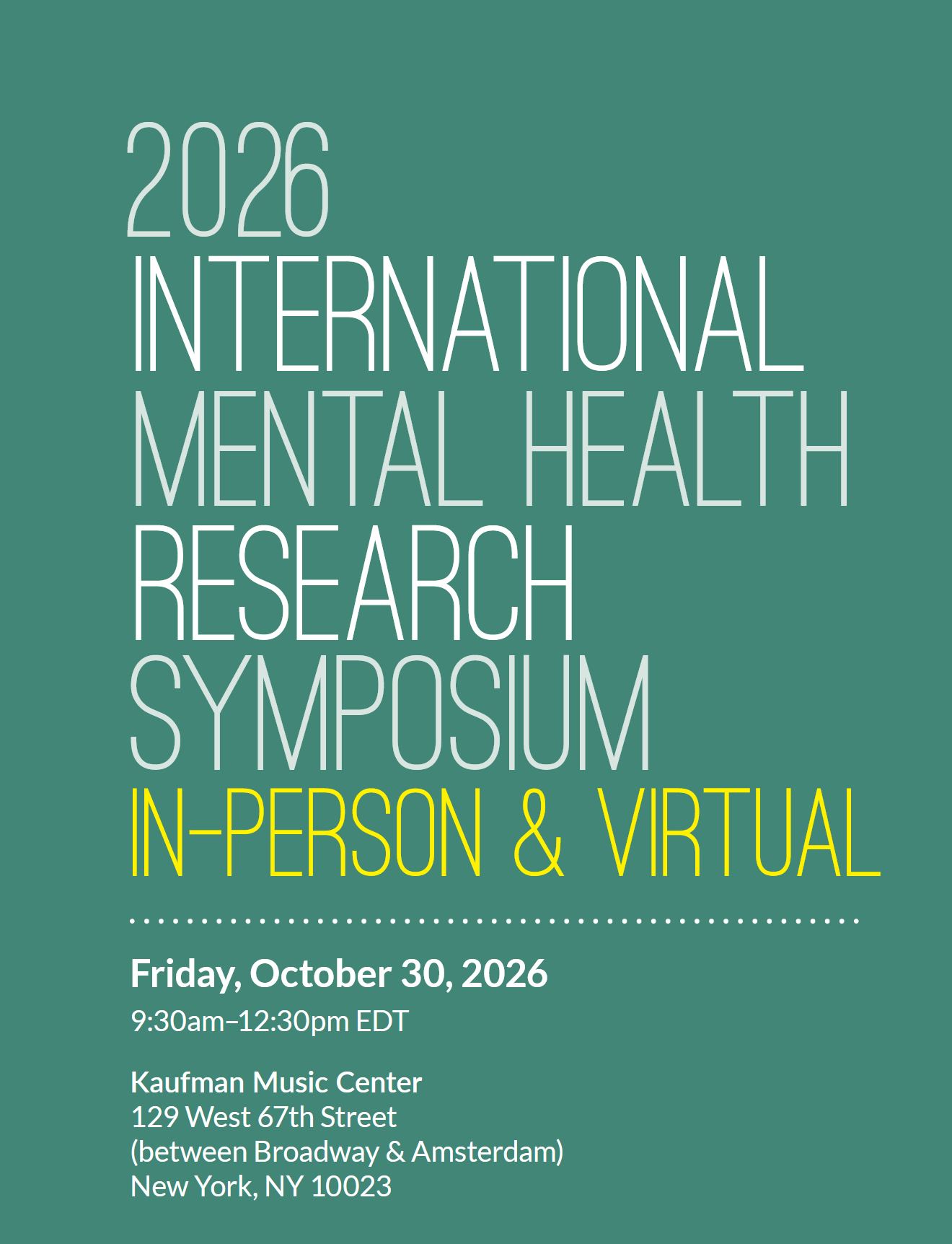 International Mental Health Research Symposium
International Mental Health Research Symposium
