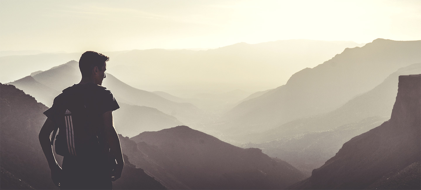 Man on a mountain hike